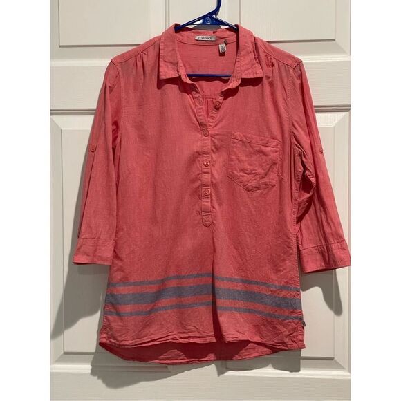 Toad&Co Quarter Sleeve Camp Cove Peasant Red With Blue Stripes Women’s Medium - Picture 1 of 12
